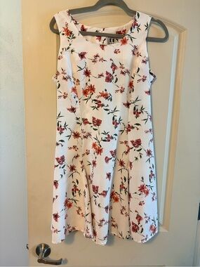 DBY White Floral Sleeveless A-Line Dress